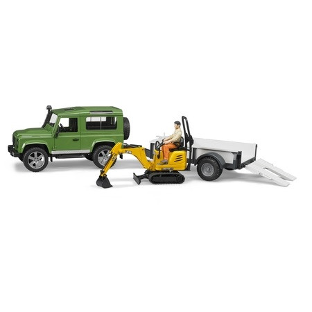 Bruder Land Rover Defender s přívěsem s JCB mikrobagr (02593)