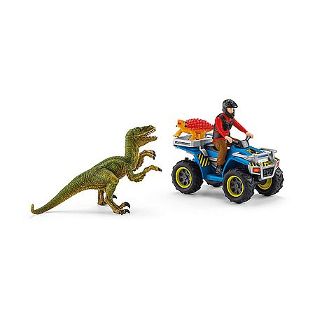 Schleich uniknúť pred velociraptorom pomocou štvorkolky (41466)